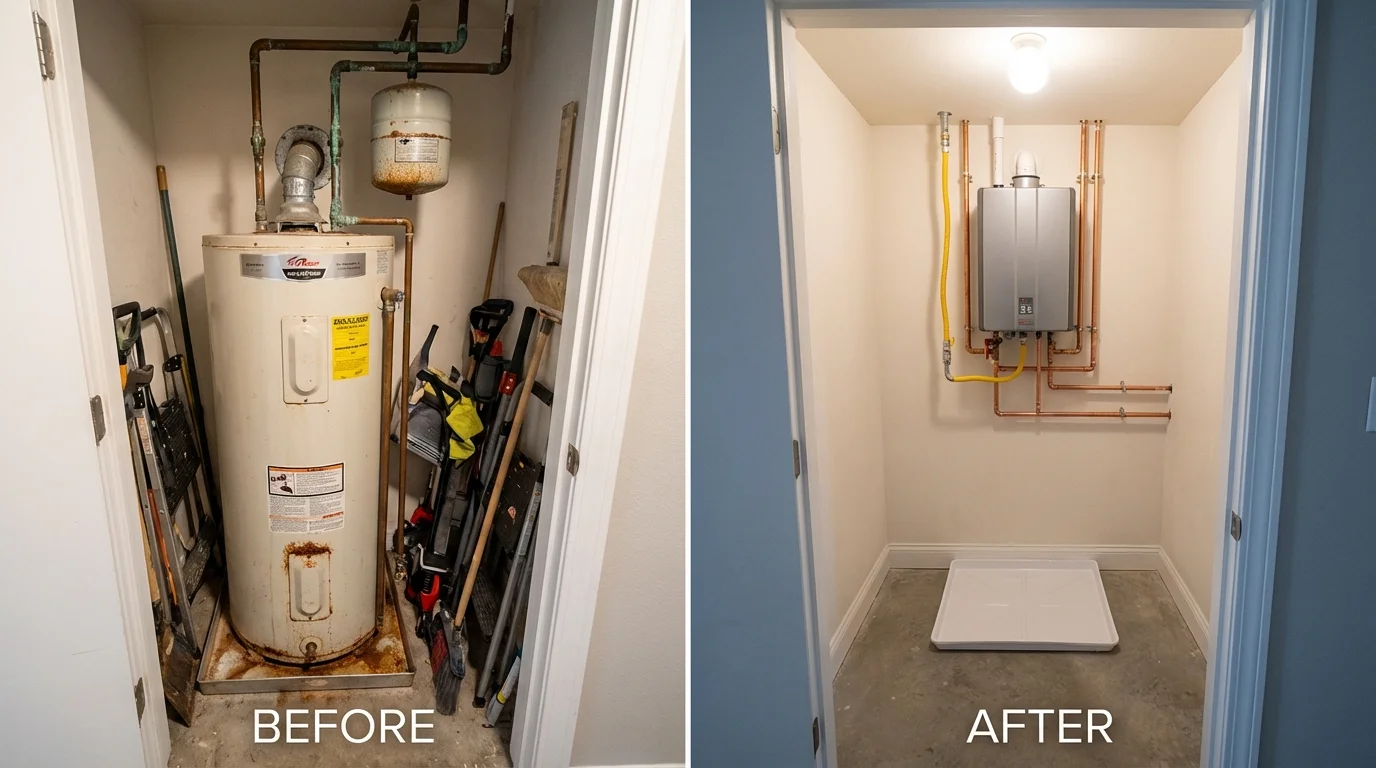 Tank water heater versus wall-mounted tankless unit comparison for Edgefield, SC homeowners